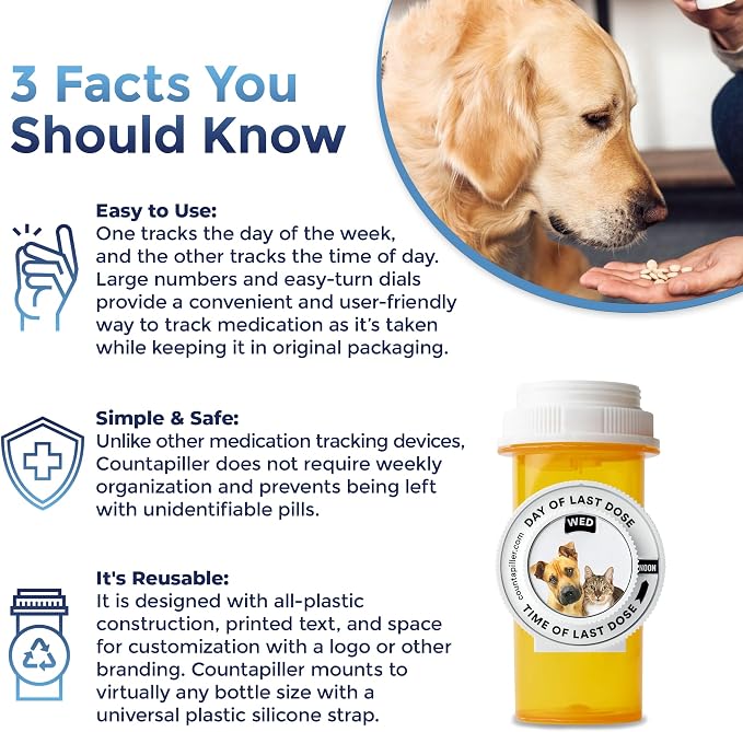 Track, Remind, & Organize Pills. Medication Compliance. Optimize Your Dosage & Stay On Top of Prescriptions AM/PM - Daily & Hourly (Pets) Pill Medication Organizer Tracker