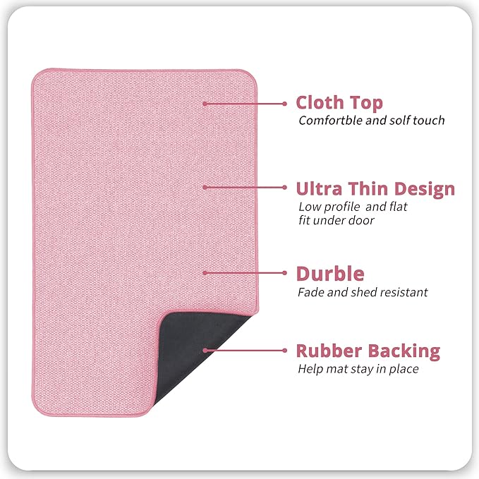 Bath Mat,Ultra Thin Bathroom Rugs,Rubber Bath Mats for Bathroom,No Slip Bath Rugs,Quick Dry,Machine Washable,Low Pile,Absorbent,Shower Outside,Sink,Home Decor Accessories.Pink,2'x3'(24x36inch)