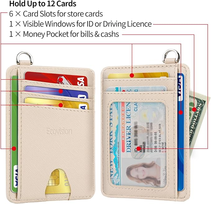 Slim Minimalist Front Pocket Wallet, RFID Blocking Credit Card Holder Wallet with Detachable D-Shackle for Men Women