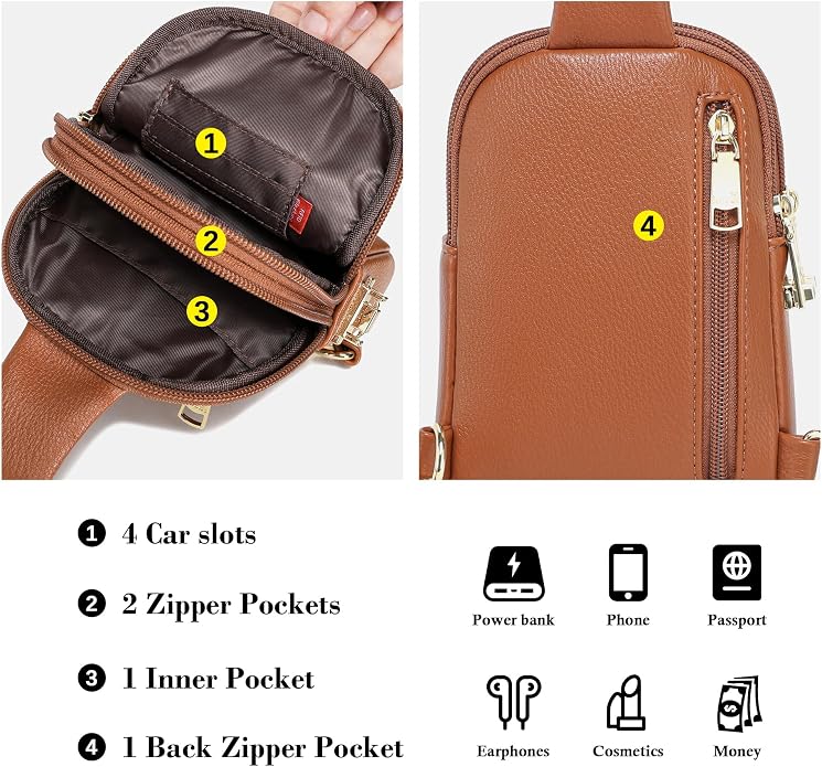 Lightweight Small Crossbody Sling Bag for Women | Mini Travel Purse,Multi-pocket with Card Slots,Durable Vegan Leather,Everyday Carry