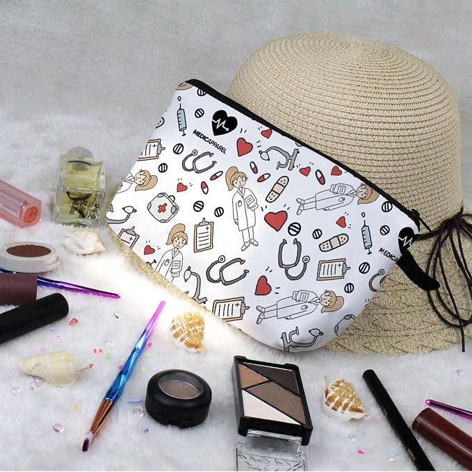 Livel lhood Nurse Medical Supplies Small Makeup Zipper Bag | Nurse Medical Supplies Printed Cosmetic Organizer Pouch, Medical Theme Gift for Women Friends