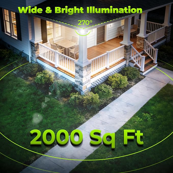 3 Modes 270° Solar Motion Sensor Outdoor Lights, 2 Pack | IP65 Waterproof LED Security Flood Light, with Remote Control, Solar Powered Outside Wall Light, for Garden Yard Garage Patio