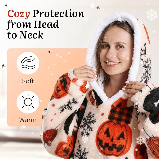 Blanket Hoodie, Long Hooded Blanket Sweatshirt as Birthday Gifts for Women Men, Long Wearable Blanket for Women Men.