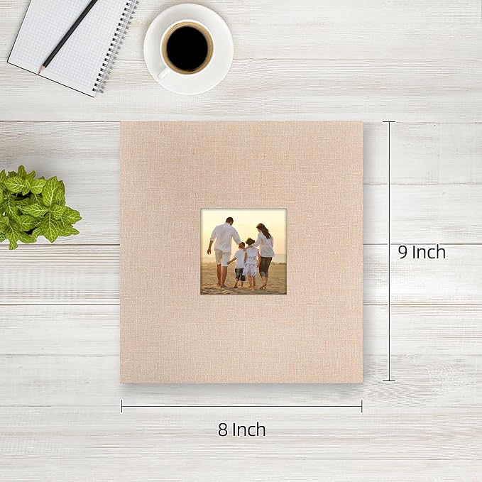 potricher Small Photo Album 4x6 200 Photos Linen Cover Picture Photo Book for Family Wedding Anniversary Baby Vacation (Beige,200 Pockets)
