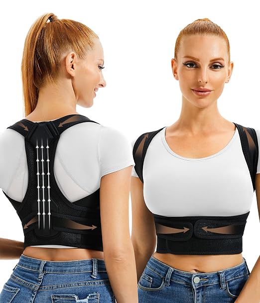 URSEXYLY Back Brace and Posture Corrector for Women and Men, Lightweight Shoulder Straightener Adjustable Full Back Support,Back Pain Relief Spine Corrector (Black, XL/2XL)