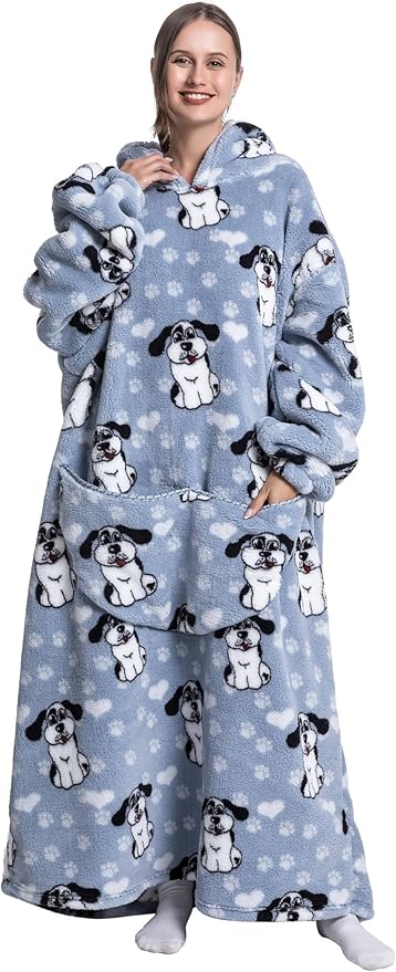 Blanket Hoodie, Long Hooded Blanket Sweatshirt as Birthday Gifts for Women Men, Long Wearable Blanket for Women Men.