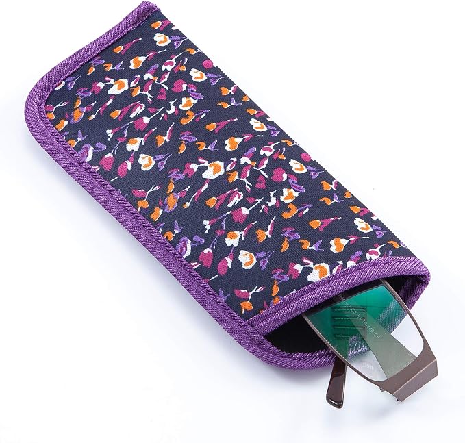 TRIUMPH VISION 3 Pack Reading Glasses Pouch Soft Case Eyeglass Sleeve Slim | Alternative to Bulky Case in bag, Lightweight Lined Padded Protect Optical lens Slip in, Cute Pattern Portable for Daily Use