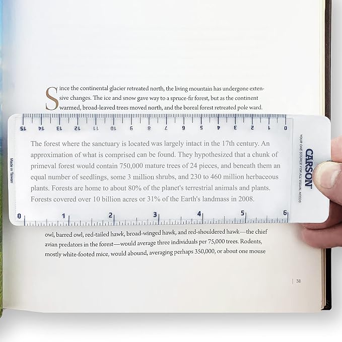 MagniMark 3x Fresnel Bookmark Magnifier with 6-Inch Ruler | Book Magnifier for Reading - Low Vision Aid (MM-22)