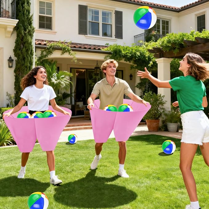 Granny Pants Outdoor Game with 8 Bouncy Balls and 1 Air Pump (Random Colors), 2PCS Granny Pants Game Baby Shower Funny Party Game for Adults & Family, Giant Pants Catch Granny Pants Yard Game