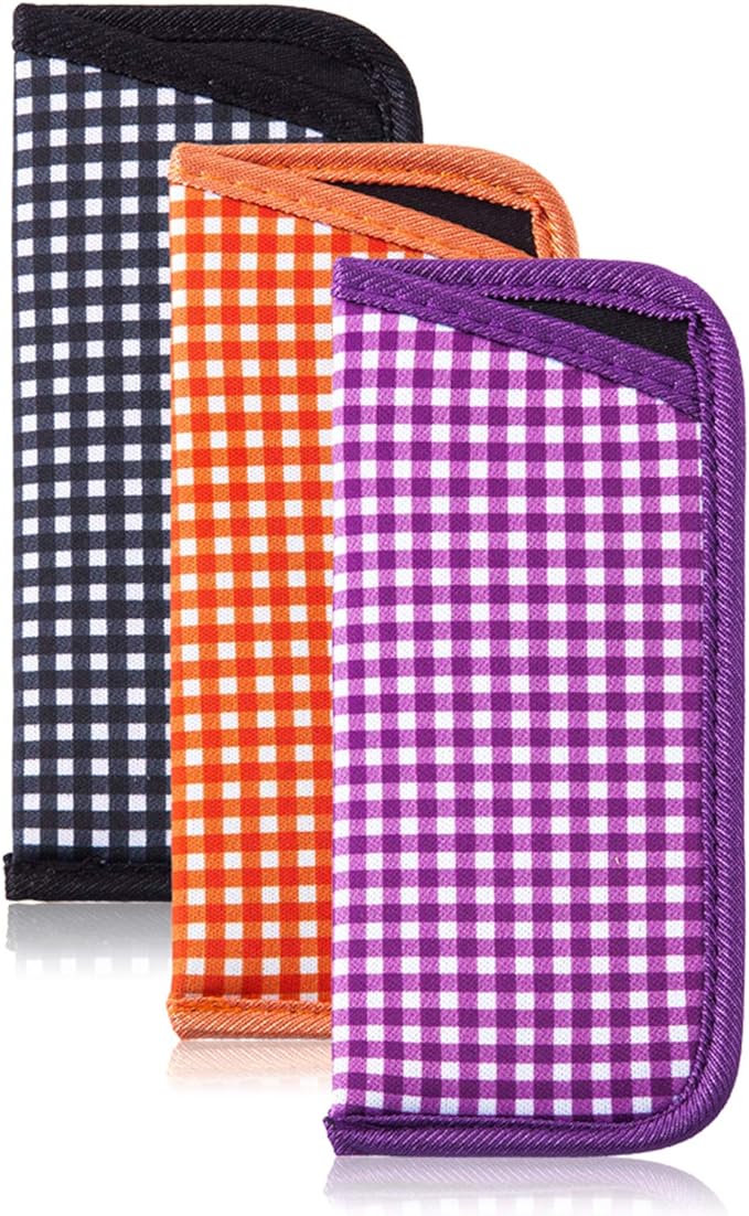 TRIUMPH VISION Reading Glasses Pouch Eyeglass Sleeve Soft Case Slim 3 Pack | Alternative to Bulky Case Lightweight，Neoprene Lined Padded Protect Optical lens Slip in, Cute Pattern Portable for Daily Use