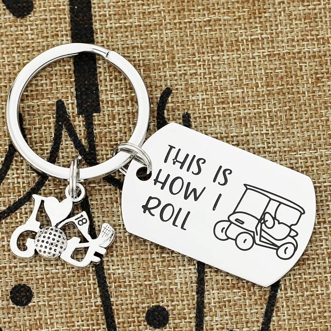 Kivosliviz Golf Gift Golfer Keychain How I Roll Golfers Keychains Gift for A Golfer Lover