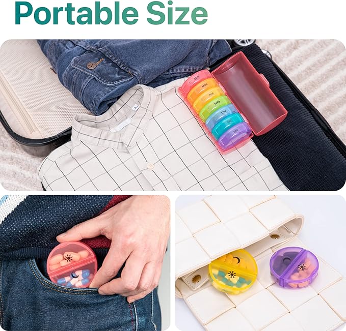 Sukuos Large Weekly Pill Organizer 2 Times a Day, Daily Pill Box 7 Day Easy to Open with Double Protection, AM PM Pill Case for Medicine/Vitamin/Fish Oil/Supplements (Red)