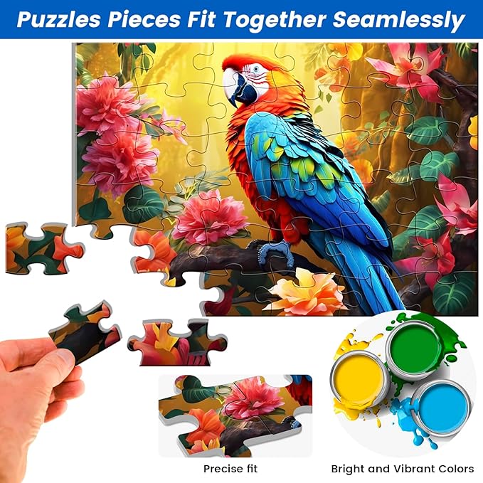 4 Pack 36 Large Piece Puzzles for Seniors,Dementia Puzzle Alzheimer's Activities for Seniors Dogs Parrots Cats Owls Easy Puzzle Memory Games for Seniors Gift for Elderly Seniors Adult