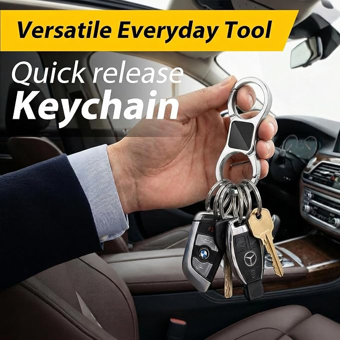DAYGOS Key Chain, Quick Release Car Keychain with 8 Key Rings for Men | Heavy Duty, Easy Detachable Keychains Organizer, Portable Multi Key Ring Clip with Spring Hooks