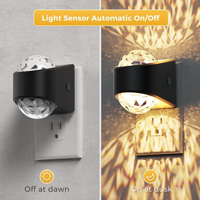 L LOHAS LED Night Lights Plug into Wall 2 Pack,Night Light for Kids | Dusk to Dawn Sensor,1600K/3000K/5000K Projector Light for Kids Playroom Home Theater Party