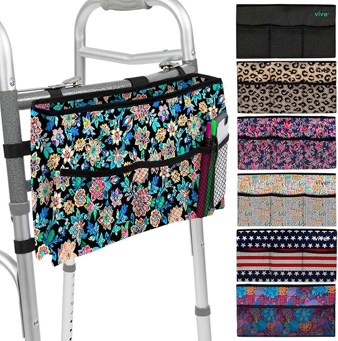 Vive Walker Bag - Accessories Wheelchair Basket Pouch (Water Resistant) - Seniors Caddy Accessory Attachment for Folding, Rolling Walkers - Carry Storage Carrier Tote - Lightweight, Universal Size