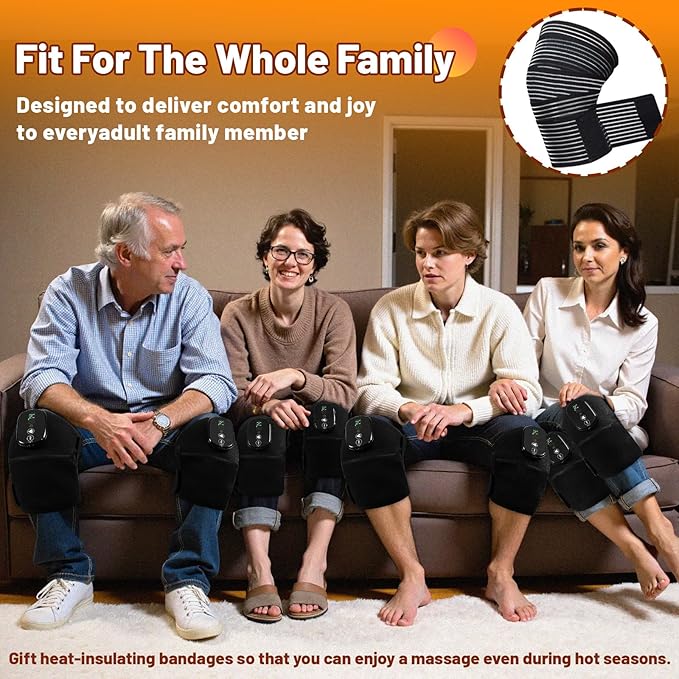 Cordless Knee Heating Pad, 3 in 1 Elbow & Shoulder for Arthritis Pain Relief, Rechargeable Heated Knee Brace with 3 Heat Levels and 3 Massages, Electric Supports Wraps for Joint, Gifts for Men Women