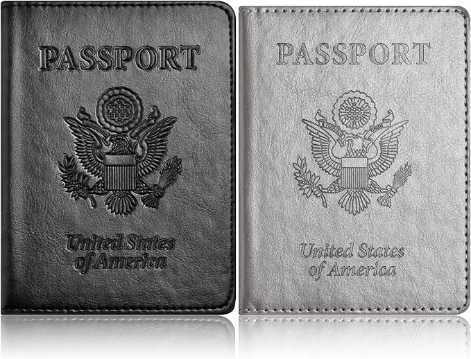 Eoehro Passport Holder for Travel Essentials-2Pack, Passport Wallet Cover Case for Travel Must Haves Accessories,Passport Book Holders for Women and Men
