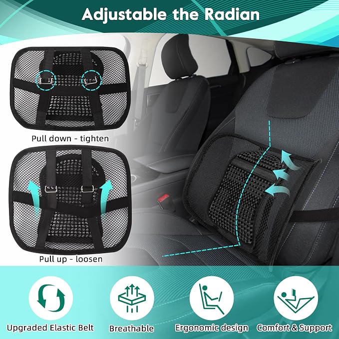 Samyoung 2 Pack Mesh Back Lumbar Support, Back Support Seat Cushion with Breathable Mesh for Office Chairs Car 12” x 16”