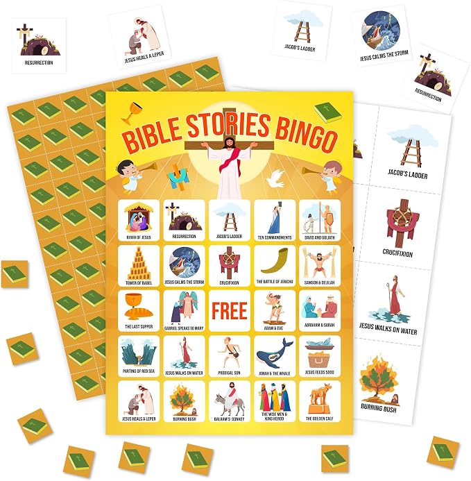 Bible Bingo Games, Bible Trivia Cards, Bible Activities, Jesus Religious Game Card, Family Open Day Supplies, Christian Games for Adults, Christmas Party Activities, 24 Bingo Sets, A010