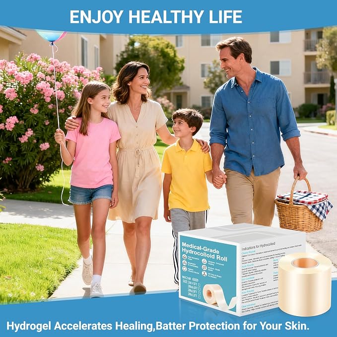 Hydrocolloid Roll Bandages - DIY Size & Shape, Extra Large Medical-Grade Hydrocolloid Bandages with Self-Adhesive, Ultra Absorbent, Flexible & Waterproof, First Aid Kit Essential(2in*5ft)