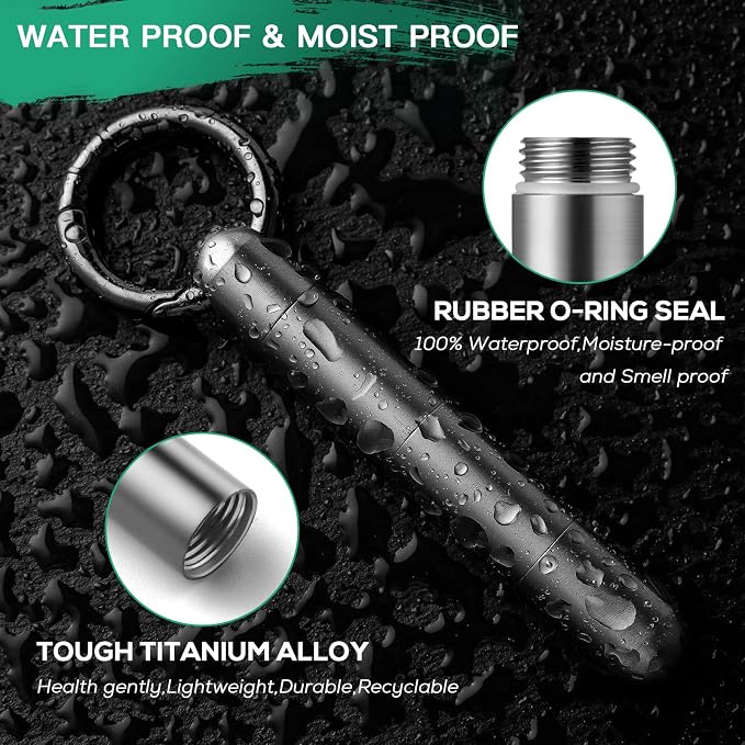 TISUR Small Keychain Pill Holder, Titanium Pill Case Waterproof Pill Fob for Travel Purse Pocket, Portable Pill Container Box Pill Organizer Tube | Waterproof Pill Fob,Portable Pill Box Container,Purse Pill Organizer Tube