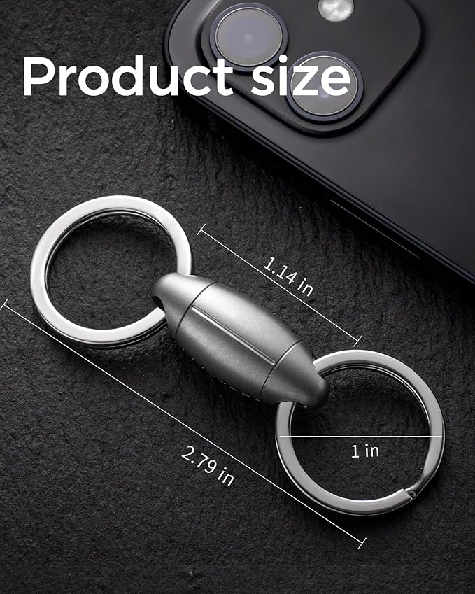 FEGVE Titanium Quick Release Keychain, Detachable Pull Apart Key Chain | Easy Access, Tangle-Free 360° Swivel, Rustproof and Durable, for Valet Car Home Key Storage