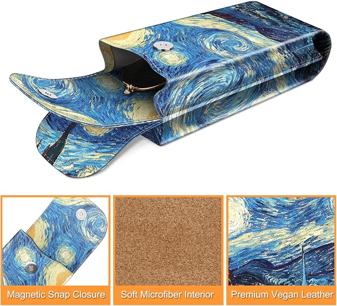 FINTIE Double Glasses Case with Carabiner Hook, Portable Vegan Leather Eyeglass Case Anti-scratch Sunglasses Pouch