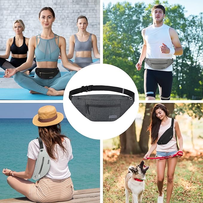 Small Crossbody Fanny Pack Women Men Shoulder Sling Bag Carrying All Phones | 4-Zipper Pockets,Polyester,Versatile,Gifts for Enjoy Sports Festival Workout Traveling Running Casual Hands-Free Waist Pack