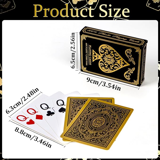 Plastic Playing Cards Waterproof Cards, Deck of Cards, Large Print Playing Cards for Adults Seniors, Premium Poker Card for Blackjack, Euchre, Canasta, Go Fish Card Games (Gold)