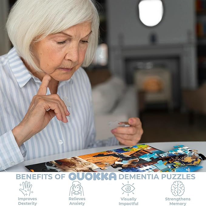 QUOKKA Alzheimers Jigsaw Puzzle Games for Adults with Horses, Dogs and Cars - 3 Set Dementia Puzzles for Elderly - 100 Piece Dementia Activities for Adults - Large Piece Gifts Products for Seniors