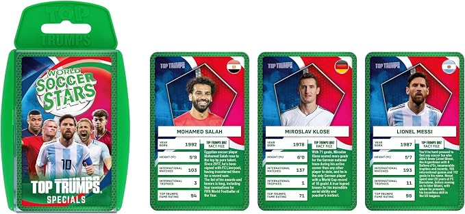 Top Trumps Card Game World Soccer Stars - Family Games for Kids and Adults - Learning Games - Kids Card Games for 2 Players and More - Kid War Games - Card Wars - for 6 Plus Kids