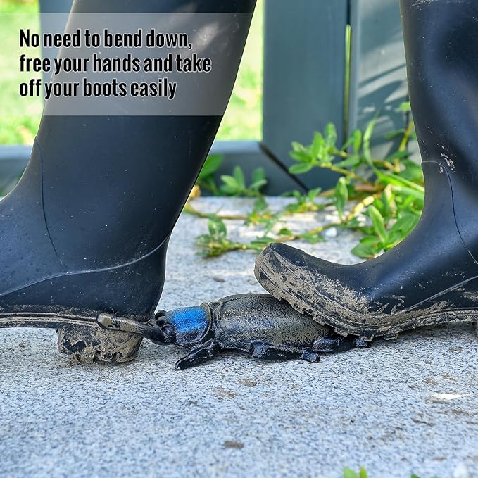 Sungmor Cast Iron Beetle Statue Boot Jack, Vintage Heavy Duty Boot Puller, Cowboy Boot Remover Helper, Rustic Shoe Jack Remover for Work Boots, Garden Boots, Home and Garden Decor Statue