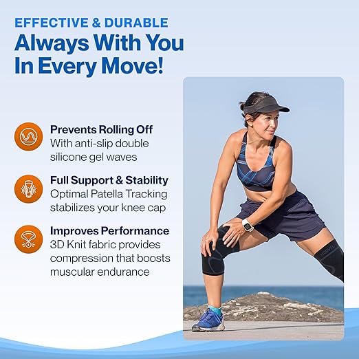 Modvel 2 Pack Knee Brace for Women & Men - Workout Knees Compression Sleeve for Knee Pain Relief Joint Support for ACL, Arthritis, Meniscus Tear Knees Brace for Sports, Rodilleras para Gym Fitness