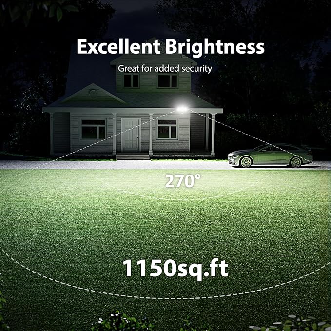 Onforu 3 Pack 75W Motion Sensor Outdoor Lights, 7000lm Dusk to Dawn Flood Light, LED Security Light with 3 Head, IP65 Waterproof Exterior Floodlight, 6500k Wall Light for Entryway Stairs Yard Garage