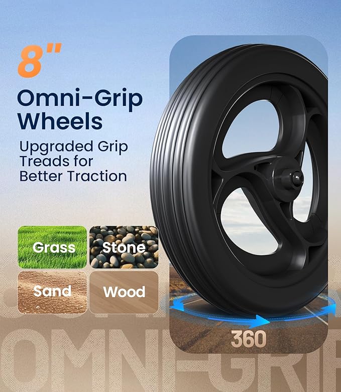 VOCIC Walkers for Seniors, Upright Walker with Adjustable Armrests, Z22 GelCool Stand Up Walker with Ergo Seat & Backrest, 8" All Terrain Rollator with 300lb,Cup& Cane Holder