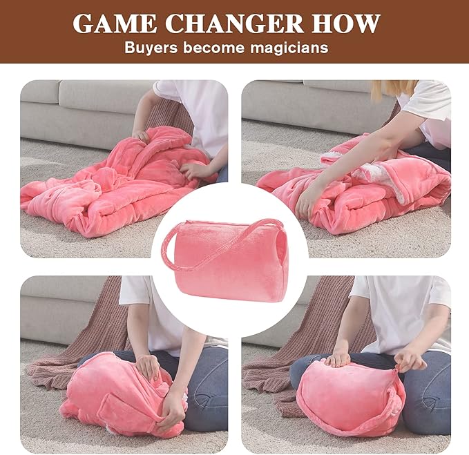 JOYWOO Pink Foldable Wearable Blanket Hoodie,Oversized Cat Lovers Sweatshirt Blanket for Adult, Birthday Gifts for Women,Mom,Men,Cozy Sherpa Hooded Blanket with Giant Pocket and Winter Gifts