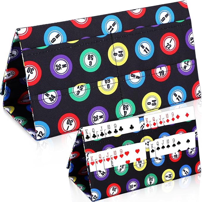 Eersida 2 Pack Bingo Card Holder for Pull Tabs Playing Card Holder Bingo Accessories Canasta Poker Bridge Family Game Night Supplies for Adults (Classic Style)