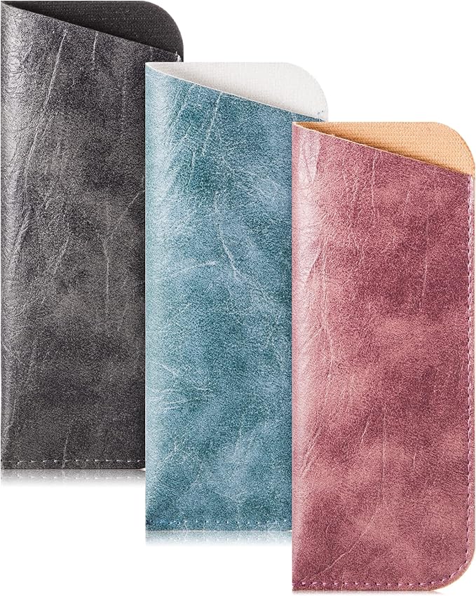 TRIUMPH VISION Reading Glasses Pouch Eyeglass Sleeve Soft Case Slim 3 Pack | Alternative to Bulky Case Lightweight，Neoprene Lined Padded Protect Optical lens Slip in, Cute Pattern Portable for Daily Use