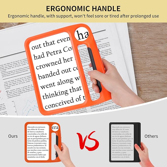 5X 10X Full-Page Magnifying Glass with Light, Rechargeable Handheld Magnifier with 3 Light Modes, 48 Lights, Clean Cloth Ideal Gift for Seniors Reading Books Inspection