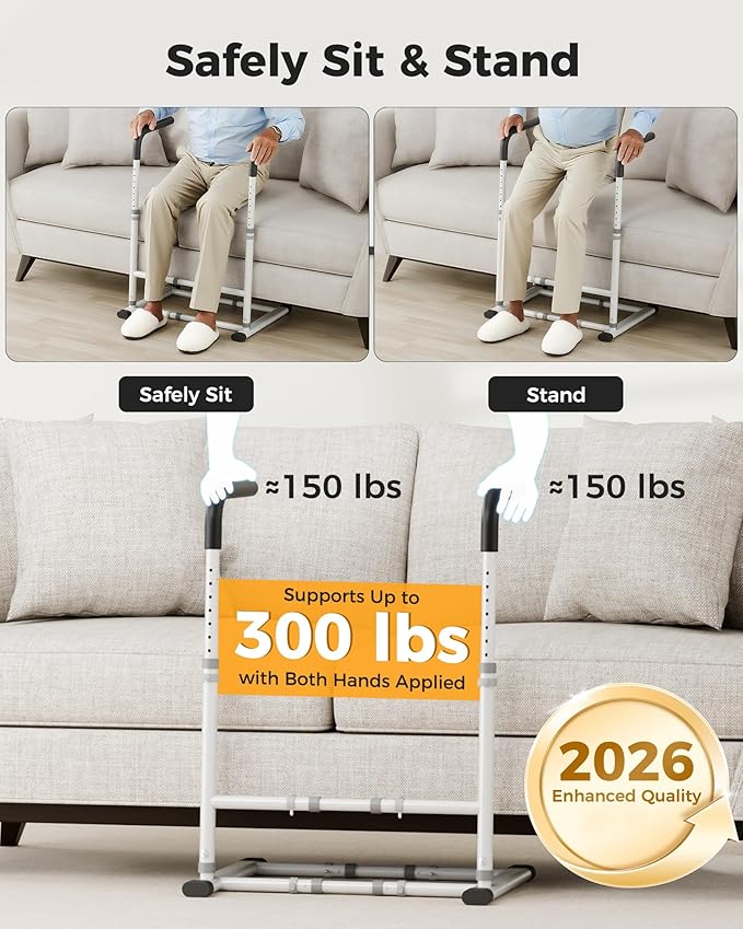 Couch Stand Assist Aid for Elderly, Sofa Chair Lift Assist Devices for Seniors Sit to Stand, Standing Aids & Supports, Pregnancy, Disabled, Floor Gap Height ≥ 1.4" Leg Gap ＞24", White