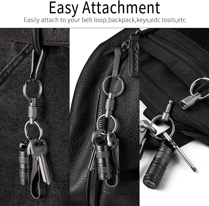 FEGVE Titanium Quick Release Keychain, Detachable Pull Apart Key Chain | Easy Access, Tangle-Free 360° Swivel, Rustproof and Durable, for Valet Car Home Key Storage