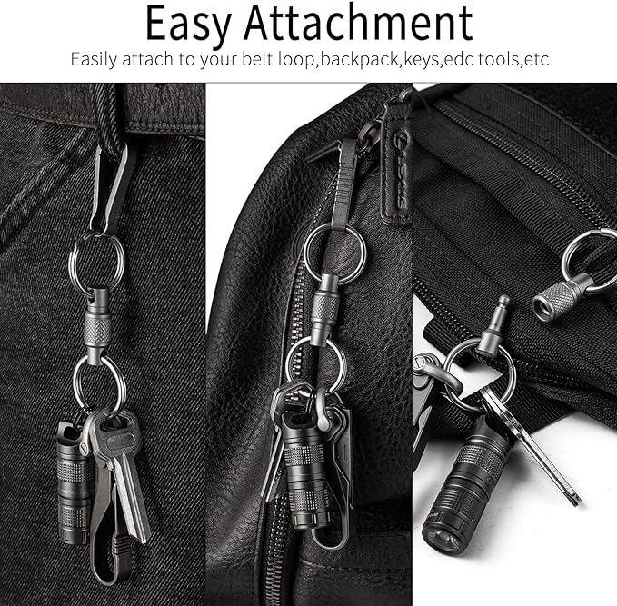 FEGVE Titanium Quick Release Keychain, Detachable Pull Apart Key Chain | Easy Access, Tangle-Free 360° Swivel, Rustproof and Durable, for Valet Car Home Key Storage