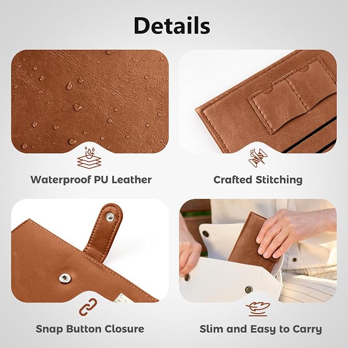 Veki Passport Holder for Travel, RFID Blocking Passport Cover, Light Brown | Passport Wallet, RFID Blocking, PU Leather, Durable Passport Case with Card Holder, Pen Slot, Travel Essentials for Women Men