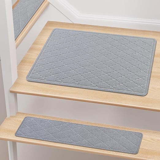 KOOTETA Stair Treads Landing Rug for Wooden Steps Indoor, Peel and Stick Stair Treads Matching-Mat 20"X32" Stair Landing Slip Resistant Polyester Stair Rugs Non Slip for Seniors and Dogs,