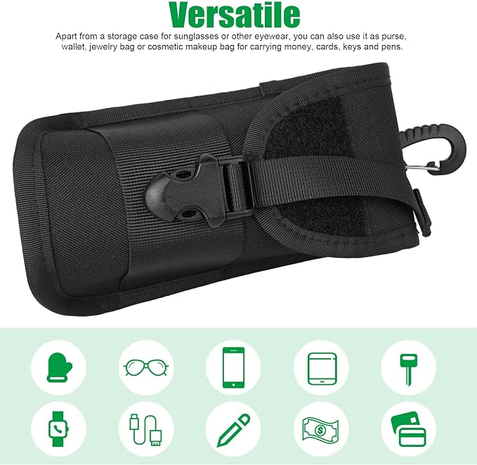 BRAVECOW Portable 1000D Nylon Eyeglasses Case with Buckle Hard Shell Sunglasses Shockproof Protective Box Outdoor Storage Box