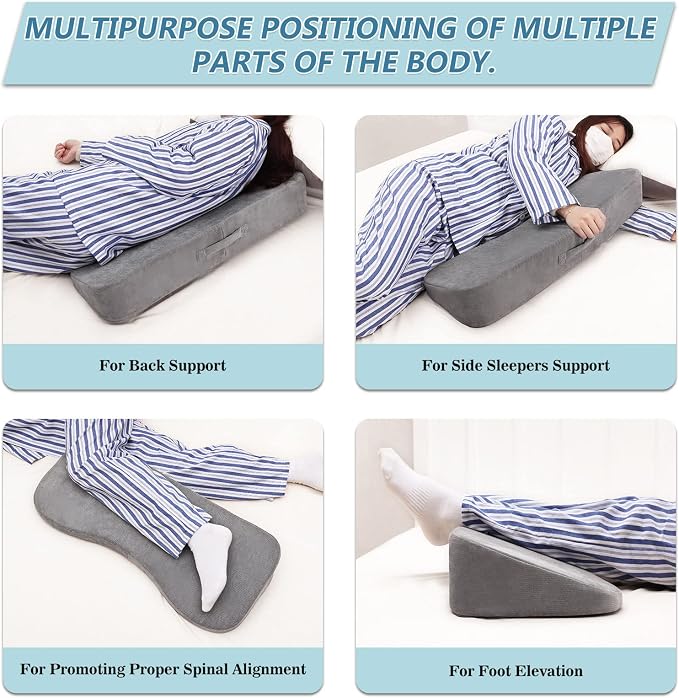 Long Wedges for Bed Positioning Pillow for After Surgery Curved Shaped Medical Wedge Pillows for Seniors to Prevent Bed Sore and Improve Healing Process No-Slip Bottom Height 5 Inch