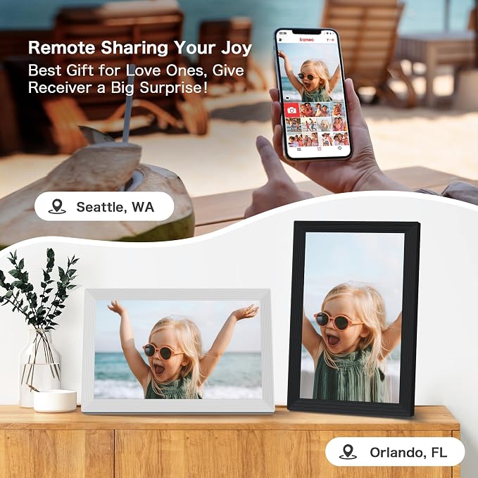 Frameo Digital Frame WiFi, 15.6 inch Digital Picture Frame Large Display, 1920 * 1080 IPS FHD Touch Screen,32GB, Auto-Rotate, Share Instantly, Photo Frame Electronic, Gift for Mom, Wedding, Birthday