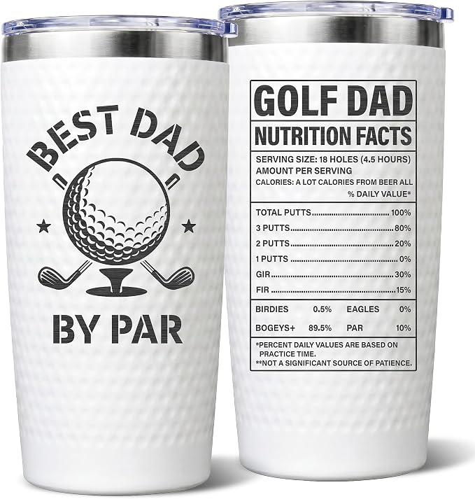 Golf Gift for Dad - Funny Fathers Day Christmas Birthday Gifts for Men Golfers, Cool Golf Dads Gifts from Daughter Son Kids, Unique Daddy Coffee Cup Mug for Golf Lovers - Best Dad By Par Tumbler 20oz