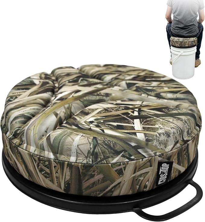 MDSTOP 5 Gallon Bucket Seat with 3" Thick Seat Foam Cushion, Waterproof 360°Swivel Bucket Lid Seat, Silent Bucket Seats for Duck Dove Hunting, Ice Fishing, Baseball, Camping, Gardening